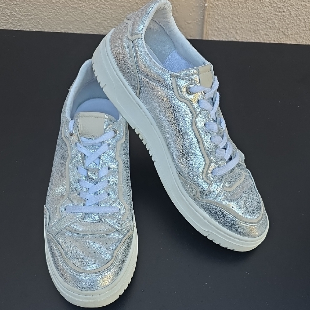 Free People Metallic Silver Platform Sneakers